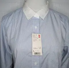 UNIQLO ユニクロエクストラファインコットンコンパクトストライプシャツ L
