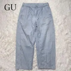 GUワイドフィットジーンズ デニムM 希少 ライトブルー 美シルエット体型カバー