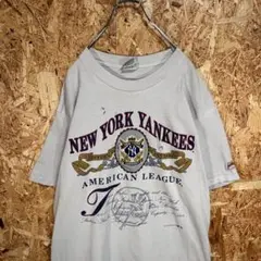 90s USA製 MLB ニューヨークヤンキース ライセンス汚れあり Tシャツ