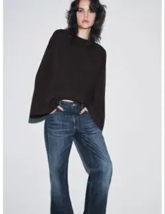 ZARA ブラウン クロップド長袖Tシャツ