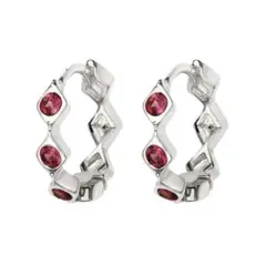ルビーカラー ピンク CZダイヤ スクエア シルバー 12mm リング ピアス