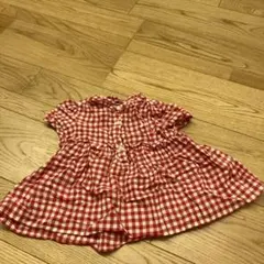 ラルフローレン　90 赤　ギンガムチェック　チュニック　ポイントあり　ボタン