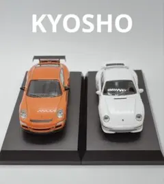 京商 1/64 ポルシェ 911 ミニカー 2台セット オレンジ ホワイトのサムネイル