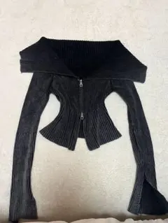 y2k オフショルダー ダークグレー ニット平成ギャル