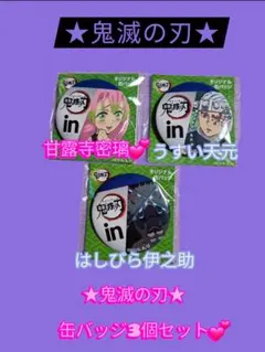 鬼滅の刃 缶バッジ3個セットコラボ★非売品★甘露寺密璃など…474.★