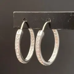 Swarovski フープ ピアス クリスタル装飾 シルバーカラーのサムネイル
