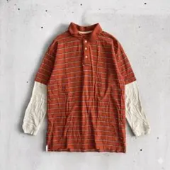 OLDNAVY オールドネイビー　ボーダーポロシャツ　重ね着風　XXLサイズのサムネイル