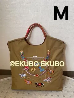 【新品】【新作】ボールアンドチェーホースチャーム刺繍　エコバッグ ナイロン　M