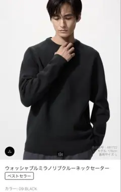 ウォッシャブルミラノリブクルーネックセーター