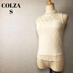 COLZA 総レース ハイネック ノースリーブトップス S 白のサムネイル