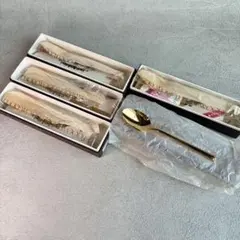 【新品・未使用】ラッキーウッド　金彩 コーヒースプーン 5本セットのサムネイル