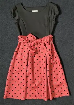 【Sweet Mommy】リボン付きドット柄フォーマル授乳ワンピース【産前産後】