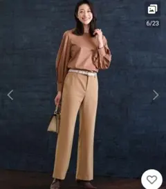 新品 自由区 ハイカウントパフスリーブ ブラウン 38 ウオッシャブル 洗えるのサムネイル