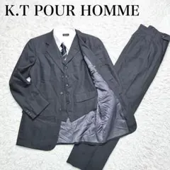 KT POUR HOMME 3ピース スーツ ダークグレー ストライプ 高身長
