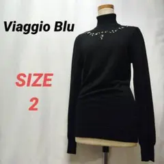 Viaggio Blu　ビアッジョブルー　タートルネックセーター　ビジュー　黒のサムネイル