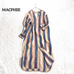 美品✧ マカフィー フレンチリネンギャザーワンピース ストライプ