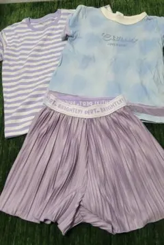 女の子　半袖　Tシャツ　パープル　短パン　プリーツ　140cm　まとめてのサムネイル