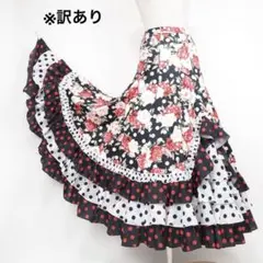 フラメンコ ファルダ 新品 黒 フラメンコ衣装 レッスンファルダ
