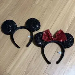 ディズニー ミッキー＆ミニー スパンコールカチューシャ ペア