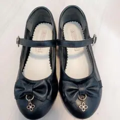 黒 リボン付き バレエシューズ　21㎝