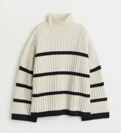 H&M ウールリブニットセーター ボーダー