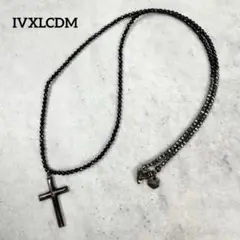 IVXLCDM クロスビーズネックレス シルバー 黒 ブラック