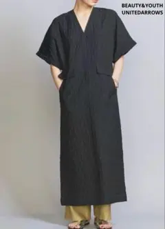 BEAUTY&YOUTH 黒 ジャガード　カットソーワンピース 半袖