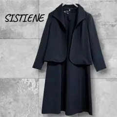 SISTIENE 黒フォーマル ワンピーススーツ 花刺繍 喪服 礼服 洗える9号