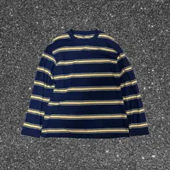 00s Old UNIQLO ボーダーロンT 紺黄 XL y2k グランジ