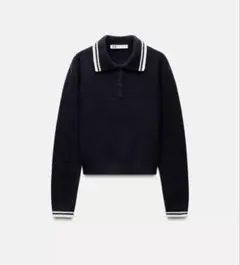 ZARA ニットポロシャツ〈ネイビー〉