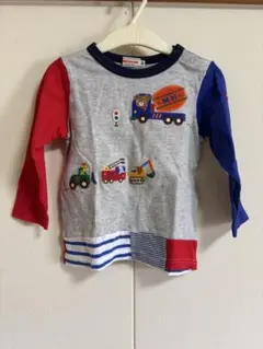 ミキハウス車両刺繍付き長袖Tシャツ 90cm