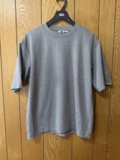 【美品】ユニクロ エアリズムコットンオーバーサイズTシャツ 5分袖 グレー