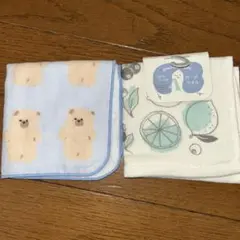 ガーゼタオル 2枚セット クマ・フルーツデザイン
