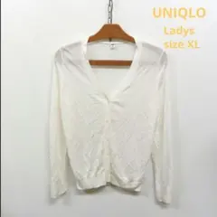 UNIQLO/ユニクロ　レディース　シアーVネックカーディガン　長袖　ホワイト