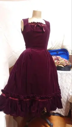 Juliette et Justine　ベロアワンピース　ワインレッド