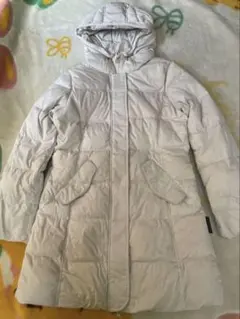 ホワイト フード付き ダウンジャケット ハーフ丈
