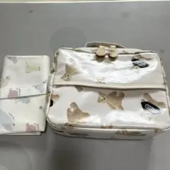 ジェラートピケ　ベア柄おむつポーチ　旭山動物園おむつ替えシート　セット