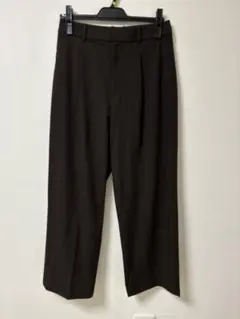 UNIQLO レディース タックワイドパンツ ダークブラウン L