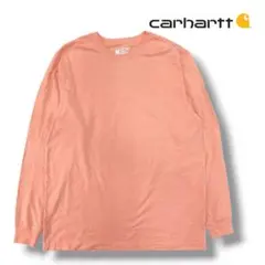 【人気カラー】カーハート ロンT ロゴプリント M ゆるだぼ サーモンピンク