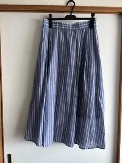 【最終価格】ブルー系ストライプフレア涼し気ロングスカート