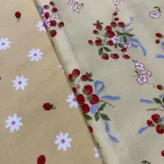 イエロー地 苺柄生地ハギレ各50×100cm 12/15日迄のお値引です