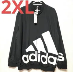 【新品】adidas★アディダス★ビッグロゴ★ナイロンジャケット★2XL★黒
