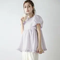 チュニック ギンガムチェック パープル