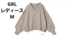 GRL 柄編みVネックトップス ニット レディース Mサイズ