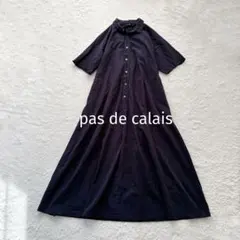 pas de calais レイヤードロングワンピース 黒×生成り 38 日本製 pas de calais レイヤードロングワンピース 黒×生成り 38 日本製