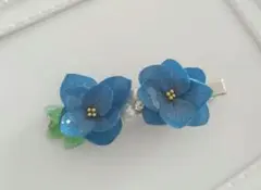 紫陽花のヘアクリップ パールとガラスストーン付き