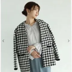 vin チドリ柄 ノーカラージャケット