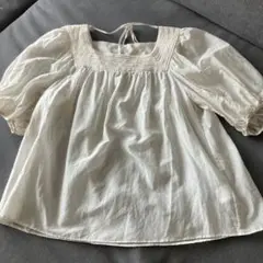最終価格！コットンシルクスクエアネックブラウス　36 ライトベージュ