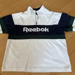 Reebok ハーフジップ Tシャツ ホワイト ネイビー Lのサムネイル