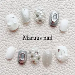 【受注製作】¥1700\おまとめ割有り/シルバーさくらんぼネイルチップ